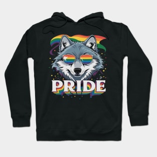 LGBT Wolf Gay Pride LGBTQ Rainbow Flag Sunglasses Hoodie